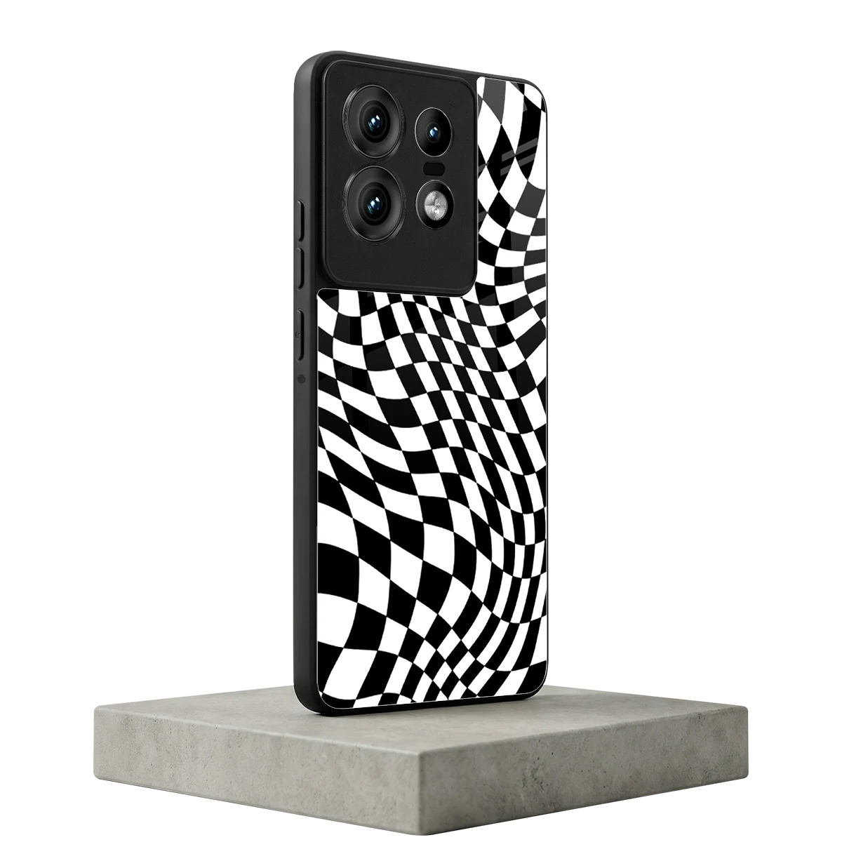 Trippy BW Checkers motorola edge 50 pro mobile cover | shockproof glass phone case