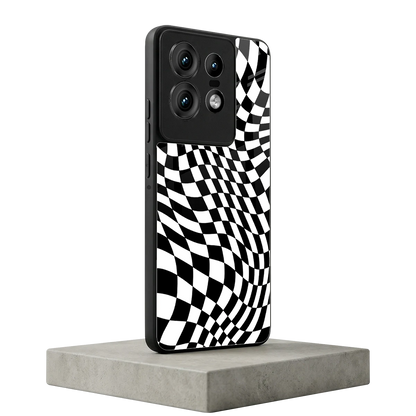 Trippy BW Checkers motorola edge 50 pro mobile cover | shockproof glass phone case