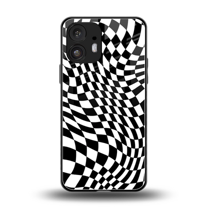 Trippy BW Checkers back phone cover | glass case for nothing phone 2