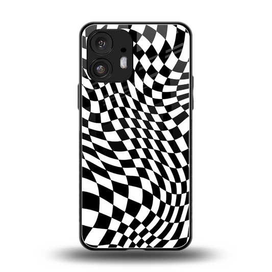 Trippy BW Checkers back phone cover | glass case for nothing phone 2