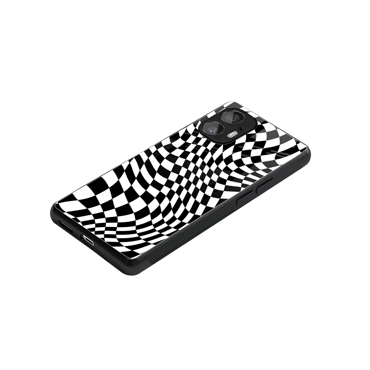 Trippy BW Checkers stylish phone case for nothing phone 2 | glossy glass and slim fit
