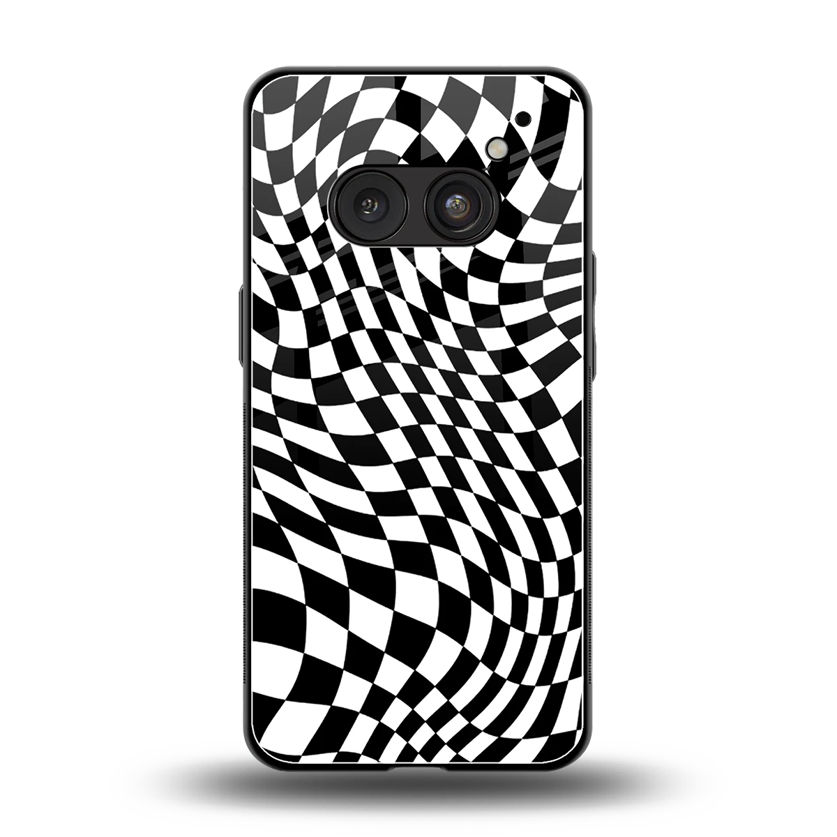 Trippy BW Checkers back phone cover | glass case for nothing phone 2a plus