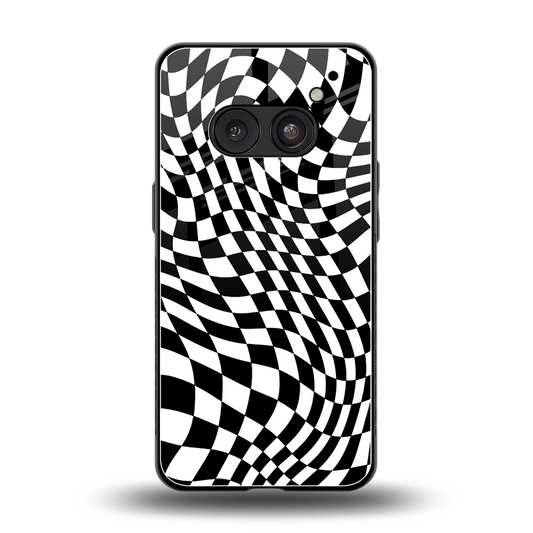 Trippy BW Checkers back phone cover | glass case for nothing phone 2a plus