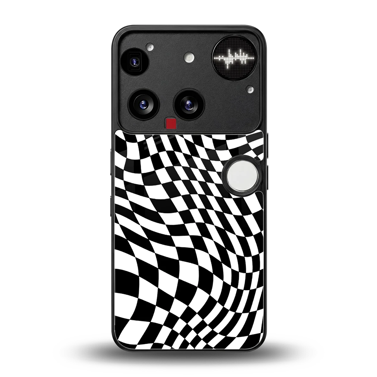 Trippy BW Checkers back phone cover | glass case for nothing phone 3