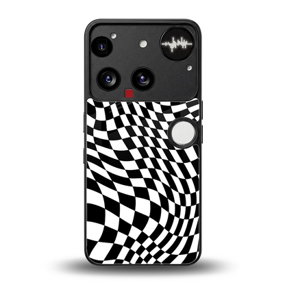 Trippy BW Checkers back phone cover | glass case for nothing phone 3