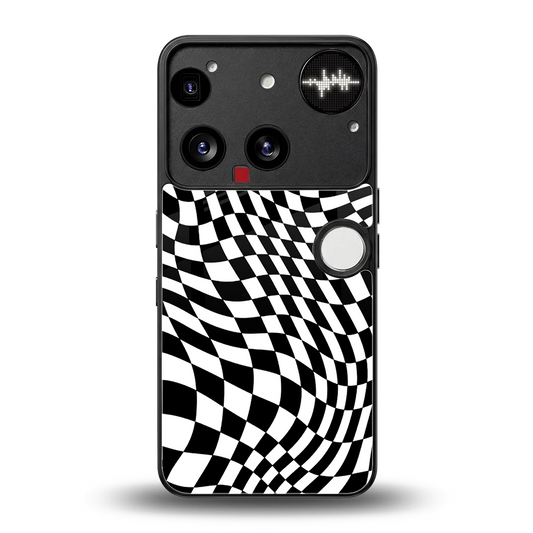 Trippy BW Checkers back phone cover | glass case for nothing phone 3