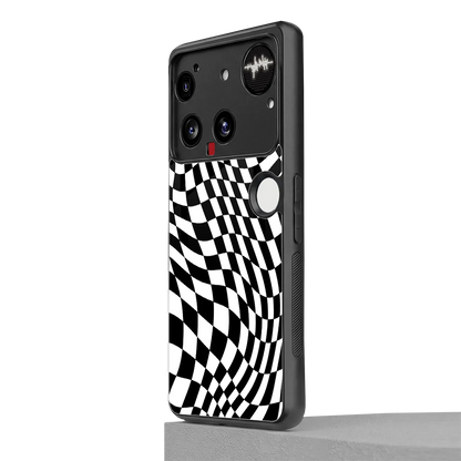 Trippy BW Checkers nothing phone 3 mobile cover | shockproof glass phone case