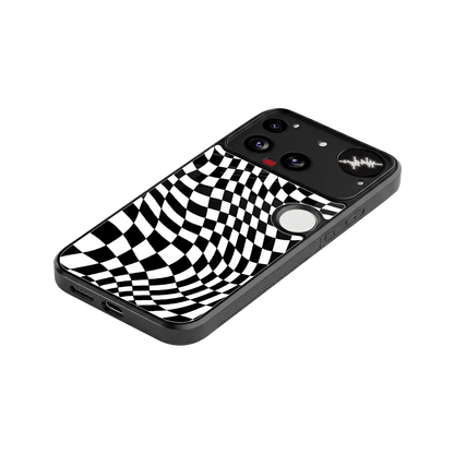 Trippy BW Checkers stylish phone case for nothing phone 3 | glossy glass and slim fit
