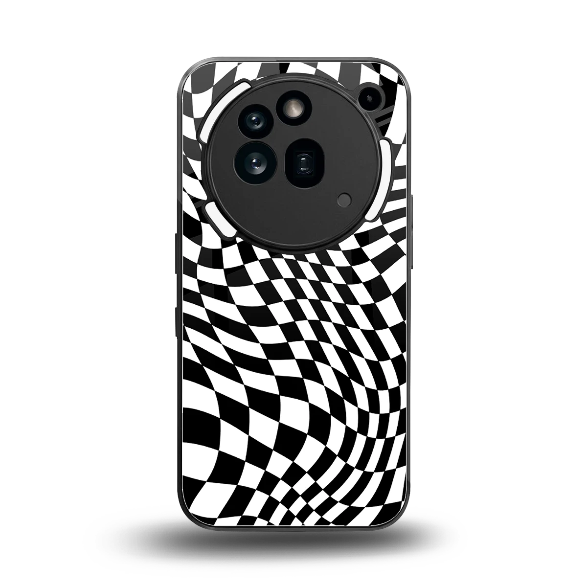 Trippy BW Checkers back phone cover | glass case for nothing phone 3a pro