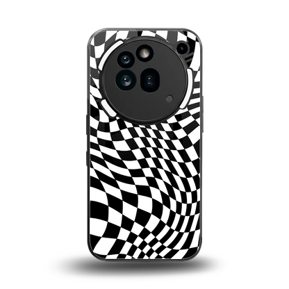 Trippy BW Checkers back phone cover | glass case for nothing phone 3a pro