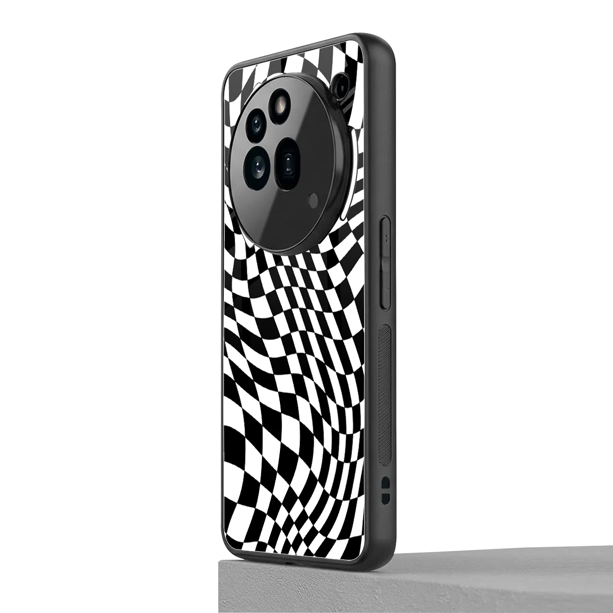 Trippy BW Checkers nothing phone 3a pro mobile cover | shockproof glass phone case