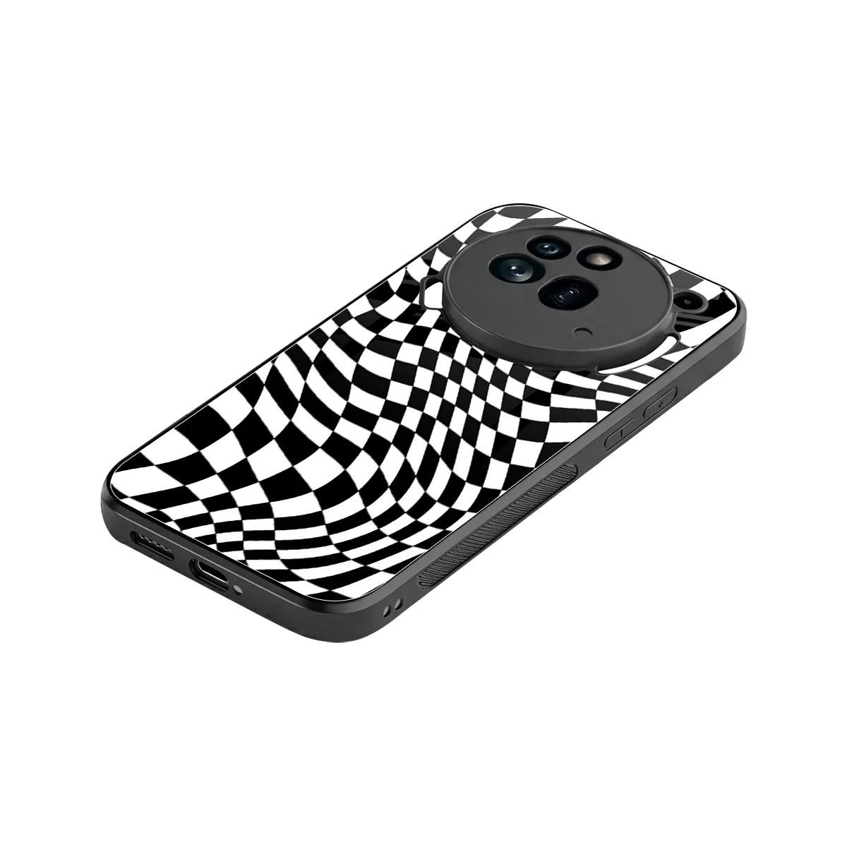 Trippy BW Checkers stylish phone case for nothing phone 3a pro | glossy glass and slim fit