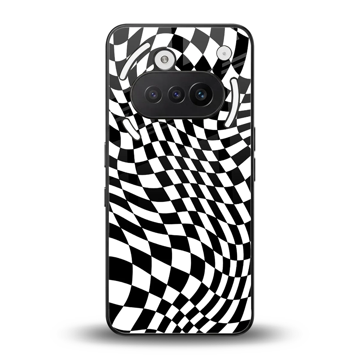 Trippy BW Checkers back phone cover | glass case for nothing phone 3a