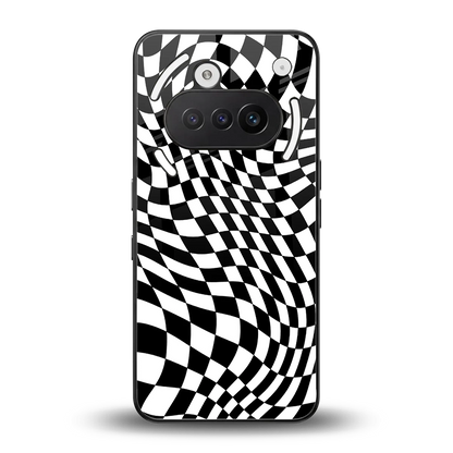 Trippy BW Checkers back phone cover | glass case for nothing phone 3a