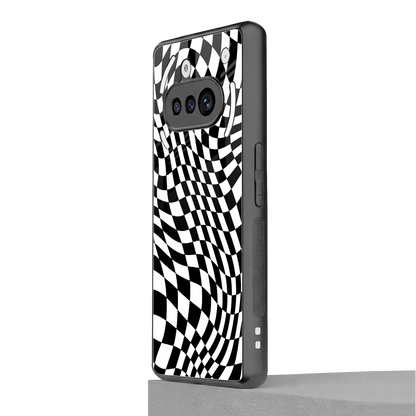 Trippy BW Checkers nothing phone 3a mobile cover | shockproof glass phone case
