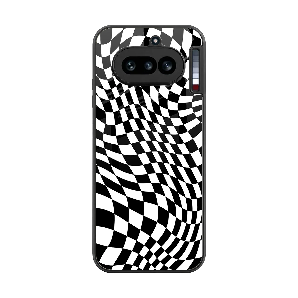Trippy BW Checkers back phone cover | glass case for nothing phone 4a
