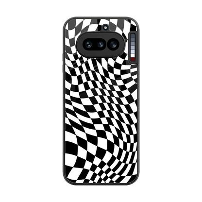 Trippy BW Checkers back phone cover | glass case for nothing phone 4a