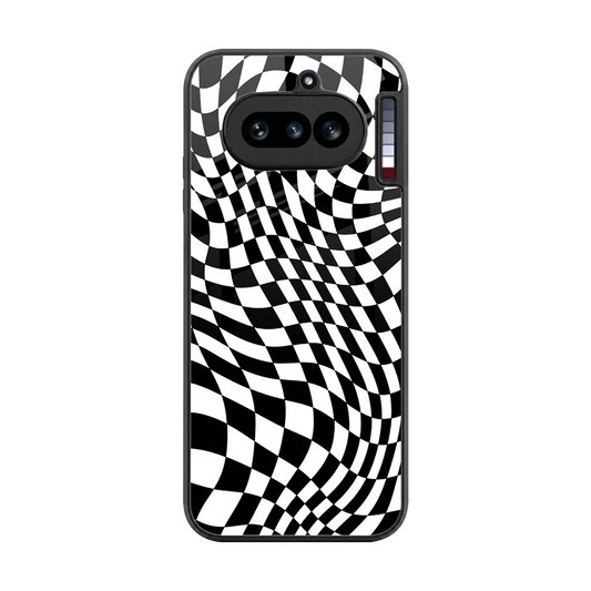 Trippy BW Checkers back phone cover | glass case for nothing phone 4a