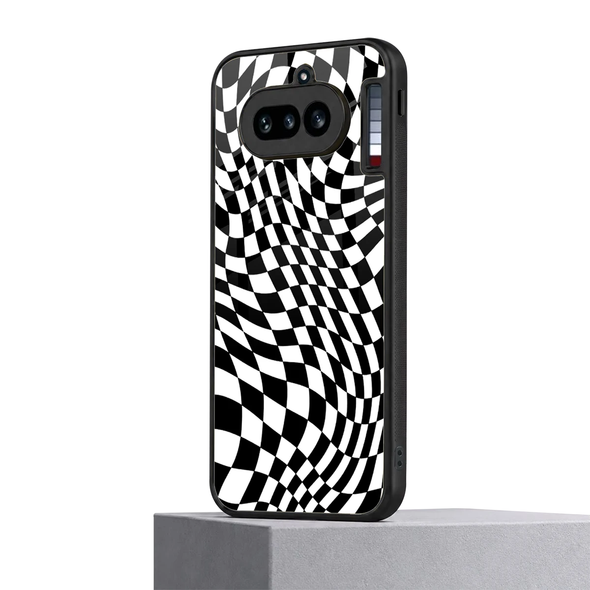 Trippy BW Checkers nothing phone 4a mobile cover | shockproof glass phone case