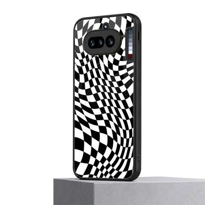 Trippy BW Checkers nothing phone 4a mobile cover | shockproof glass phone case