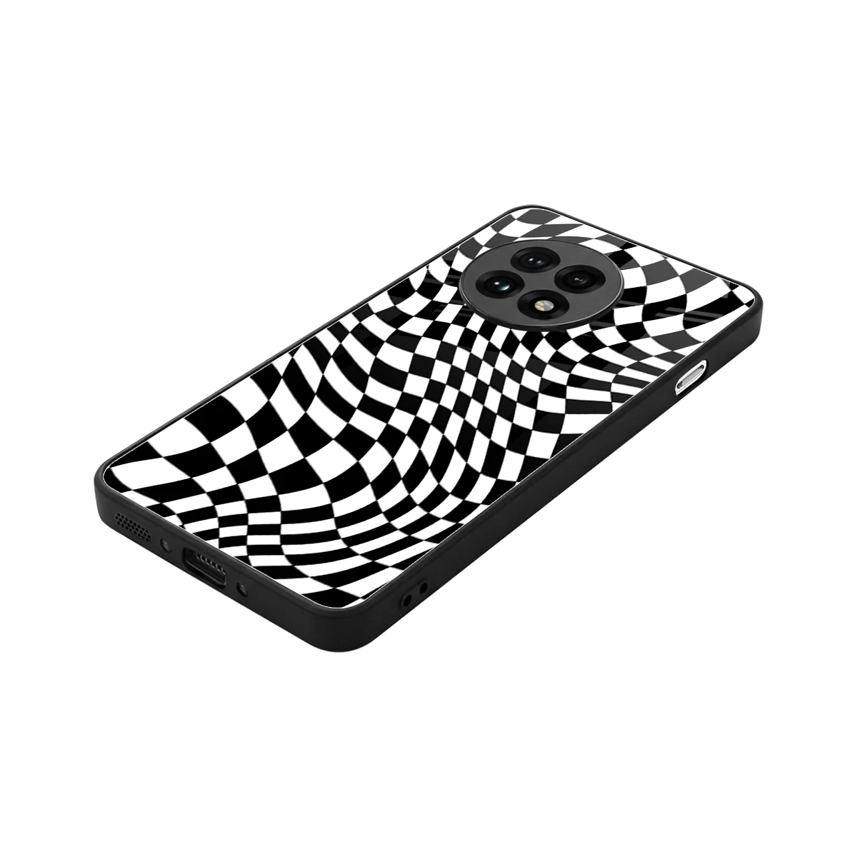 Trippy BW Checkers stylish phone case for oneplus 13r | glossy glass and slim fit