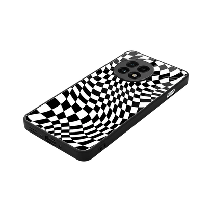 Trippy BW Checkers stylish phone case for oneplus 13r | glossy glass and slim fit