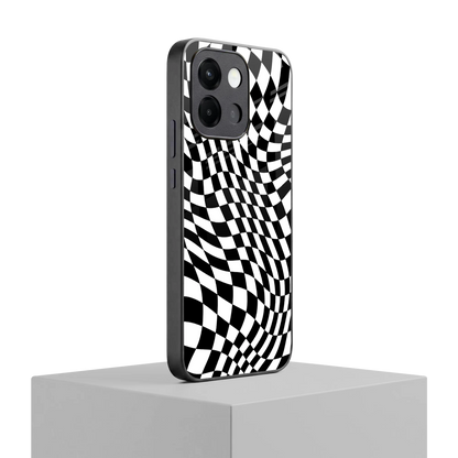 Trippy BW Checkers oneplus 13s mobile cover | shockproof glass phone case