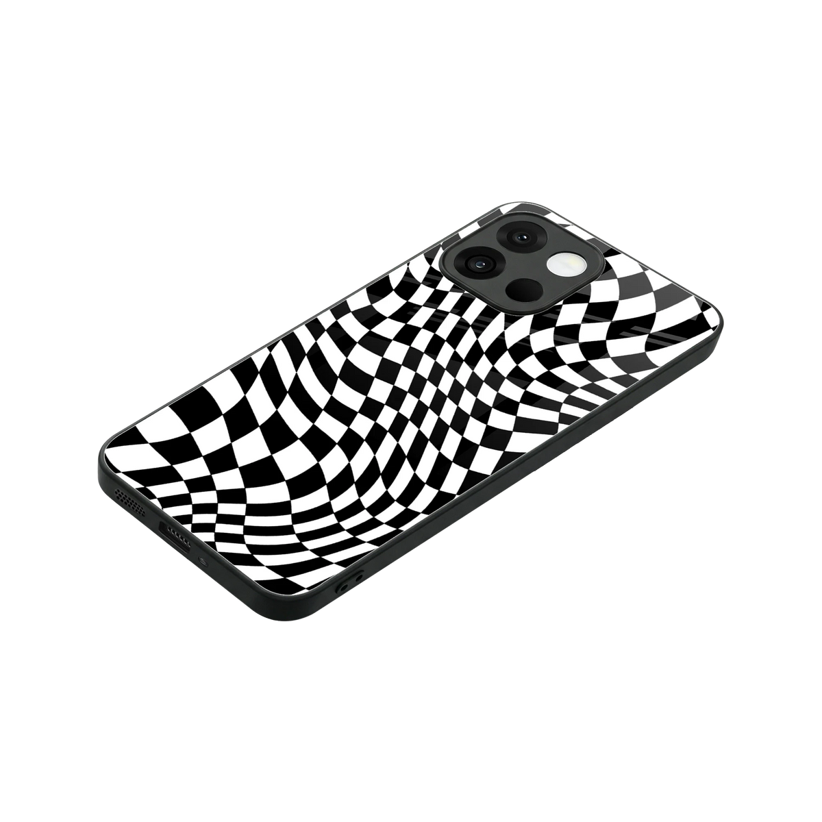 Trippy BW Checkers stylish phone case for oneplus 13s | glossy glass and slim fit