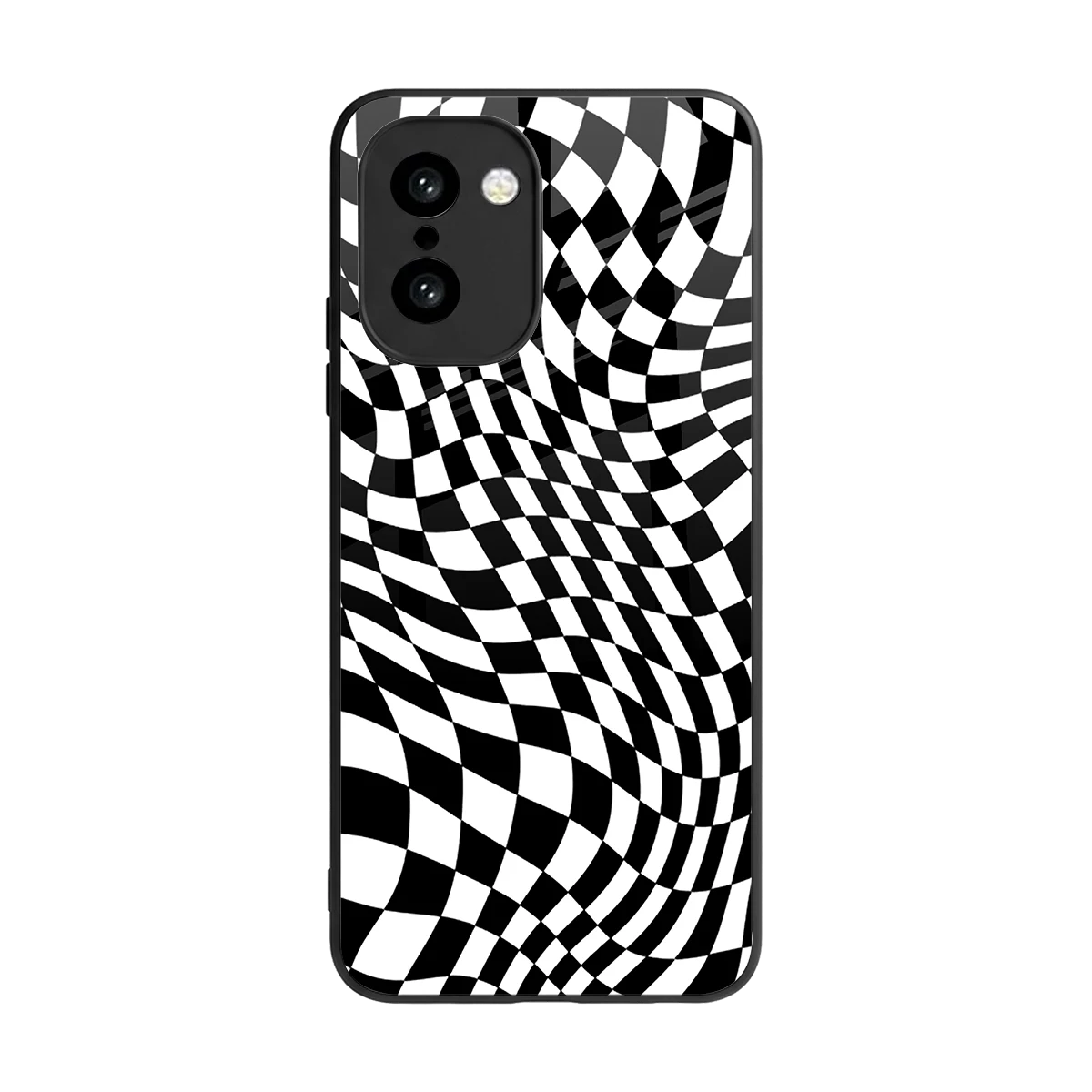 Trippy BW Checkers back phone cover | glass case for oneplus 15r