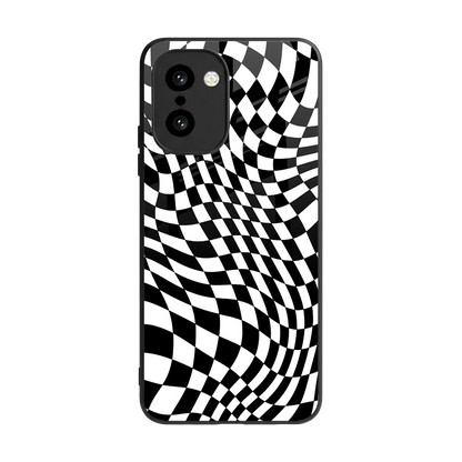 Trippy BW Checkers back phone cover | glass case for oneplus 15r