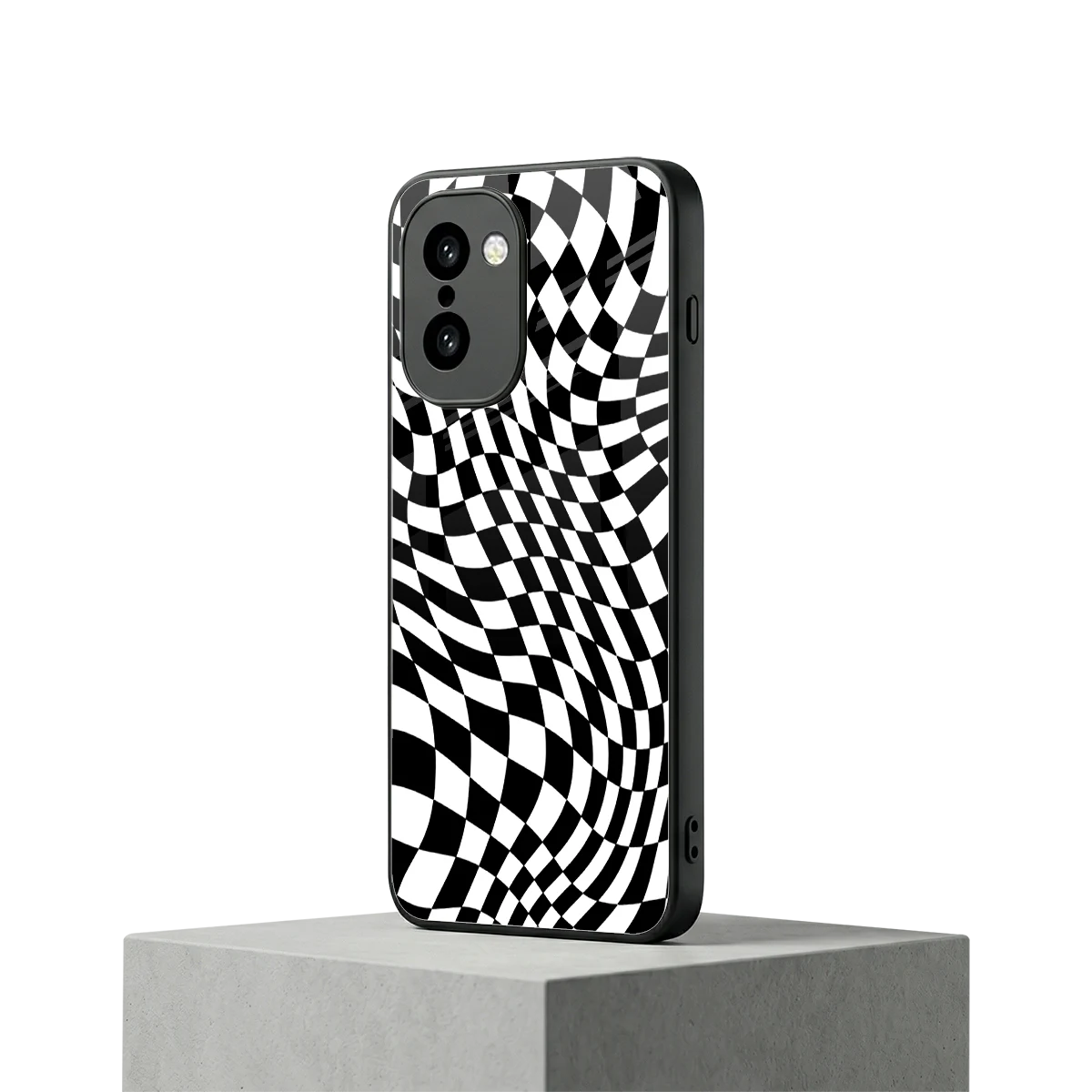 Trippy BW Checkers oneplus 15r mobile cover | shockproof glass phone case