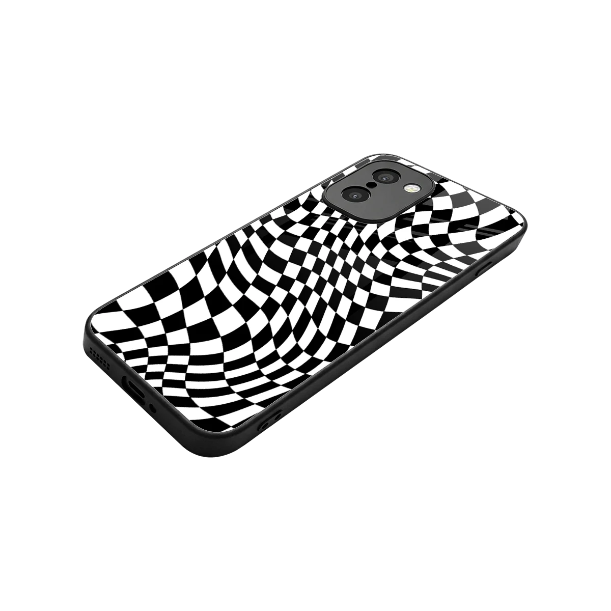 Trippy BW Checkers stylish phone case for oneplus 15r | glossy glass and slim fit