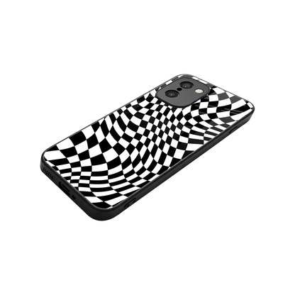 Trippy BW Checkers stylish phone case for oneplus 15r | glossy glass and slim fit