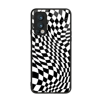 Trippy BW Checkers back phone cover | glass case for oneplus nord 2