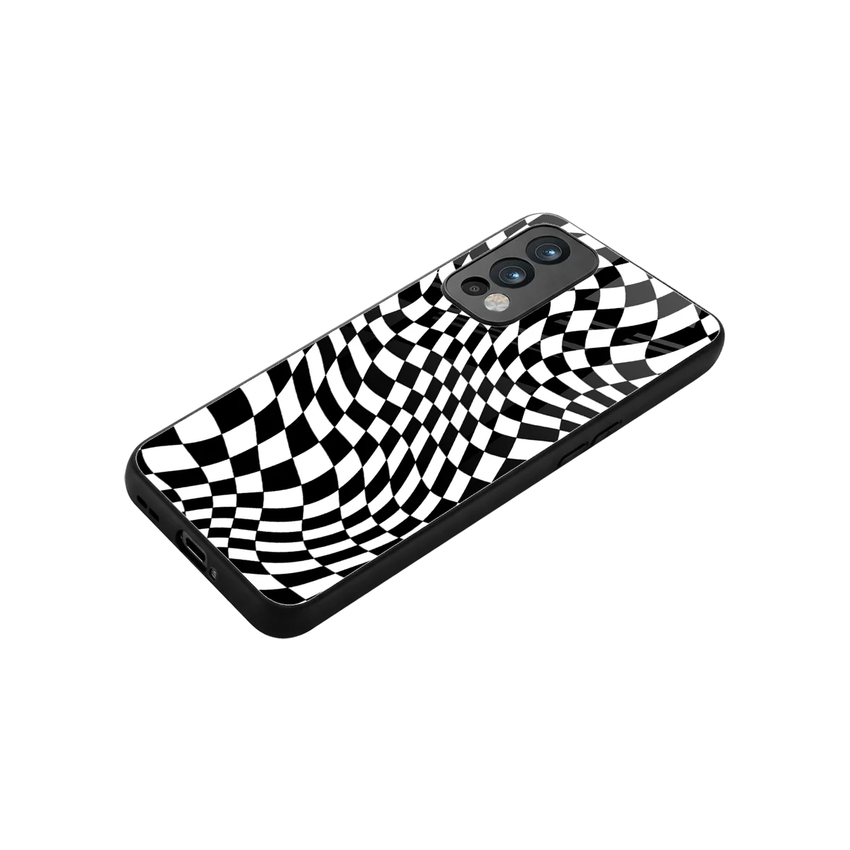 Trippy BW Checkers stylish phone case for oneplus nord 2 | glossy glass and slim fit