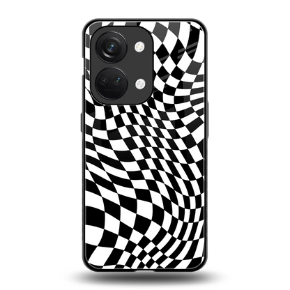 Trippy BW Checkers back phone cover | glass case for oneplus nord 3
