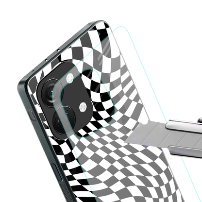 Trippy BW Checkers stylish phone case for oneplus nord 3 | glossy glass and slim fit