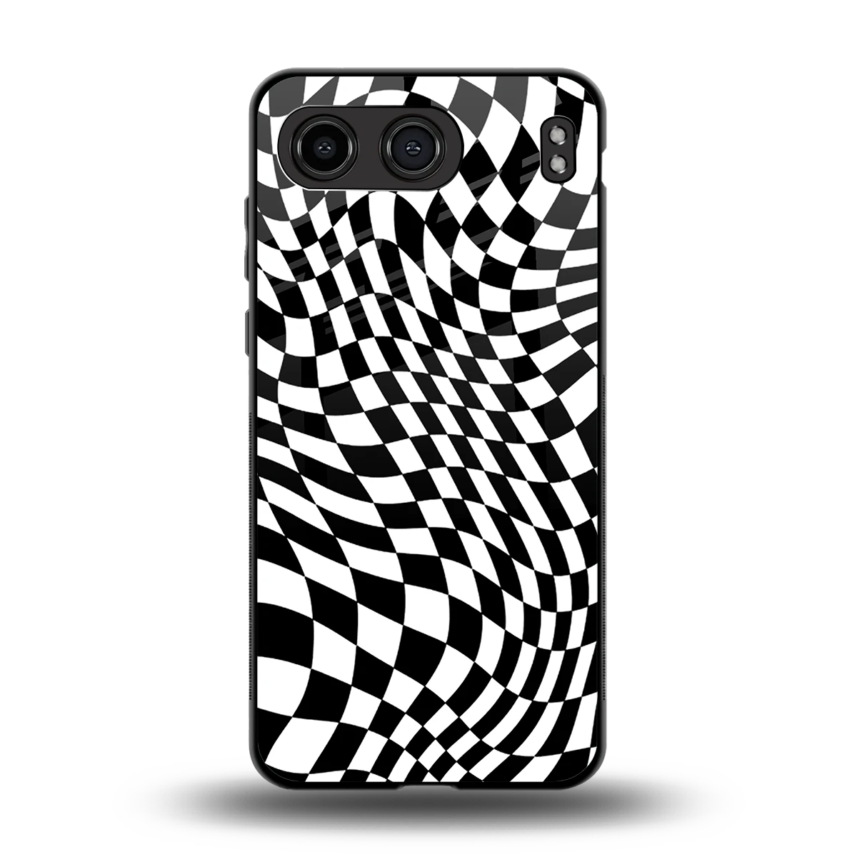 Trippy BW Checkers back phone cover | glass case for oneplus nord 4