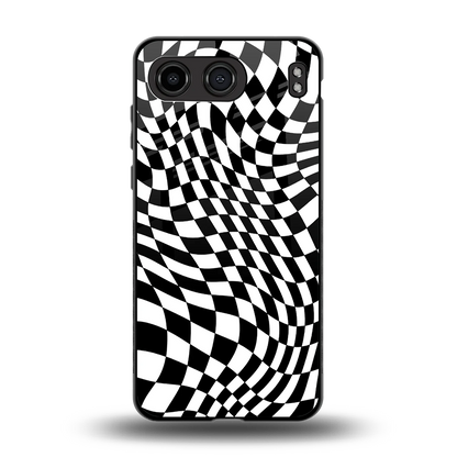 Trippy BW Checkers back phone cover | glass case for oneplus nord 4