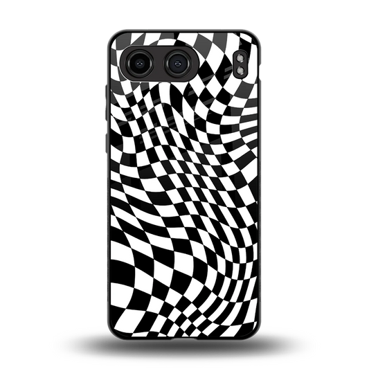 Trippy BW Checkers back phone cover | glass case for oneplus nord 4