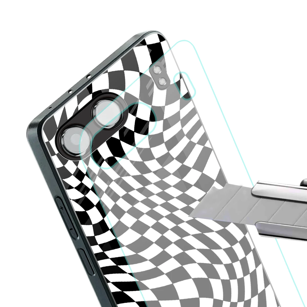 Trippy BW Checkers stylish phone case for oneplus nord 4 | glossy glass and slim fit