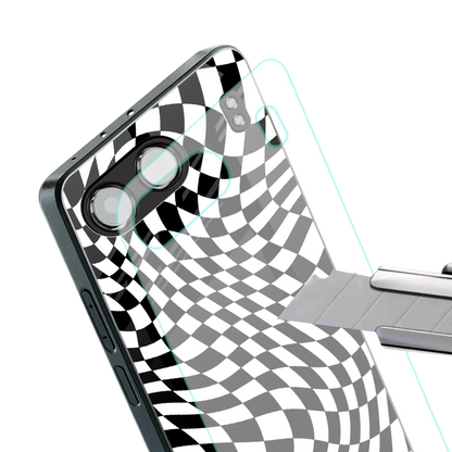 Trippy BW Checkers stylish phone case for oneplus nord 4 | glossy glass and slim fit