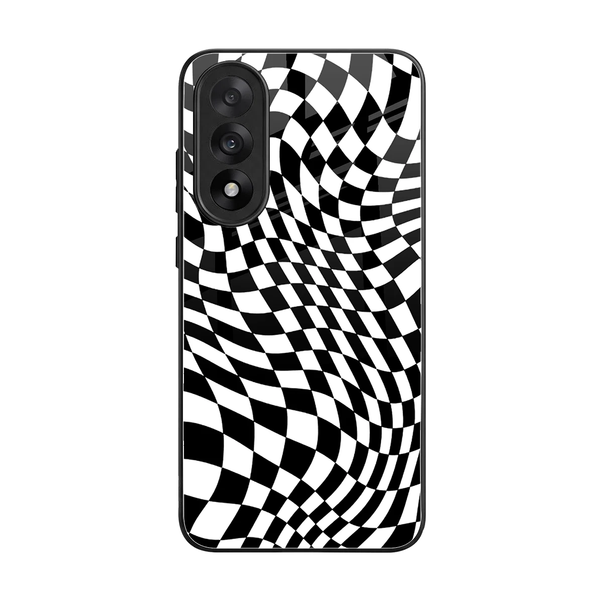 Trippy BW Checkers back phone cover | glass case for oneplus nord 5