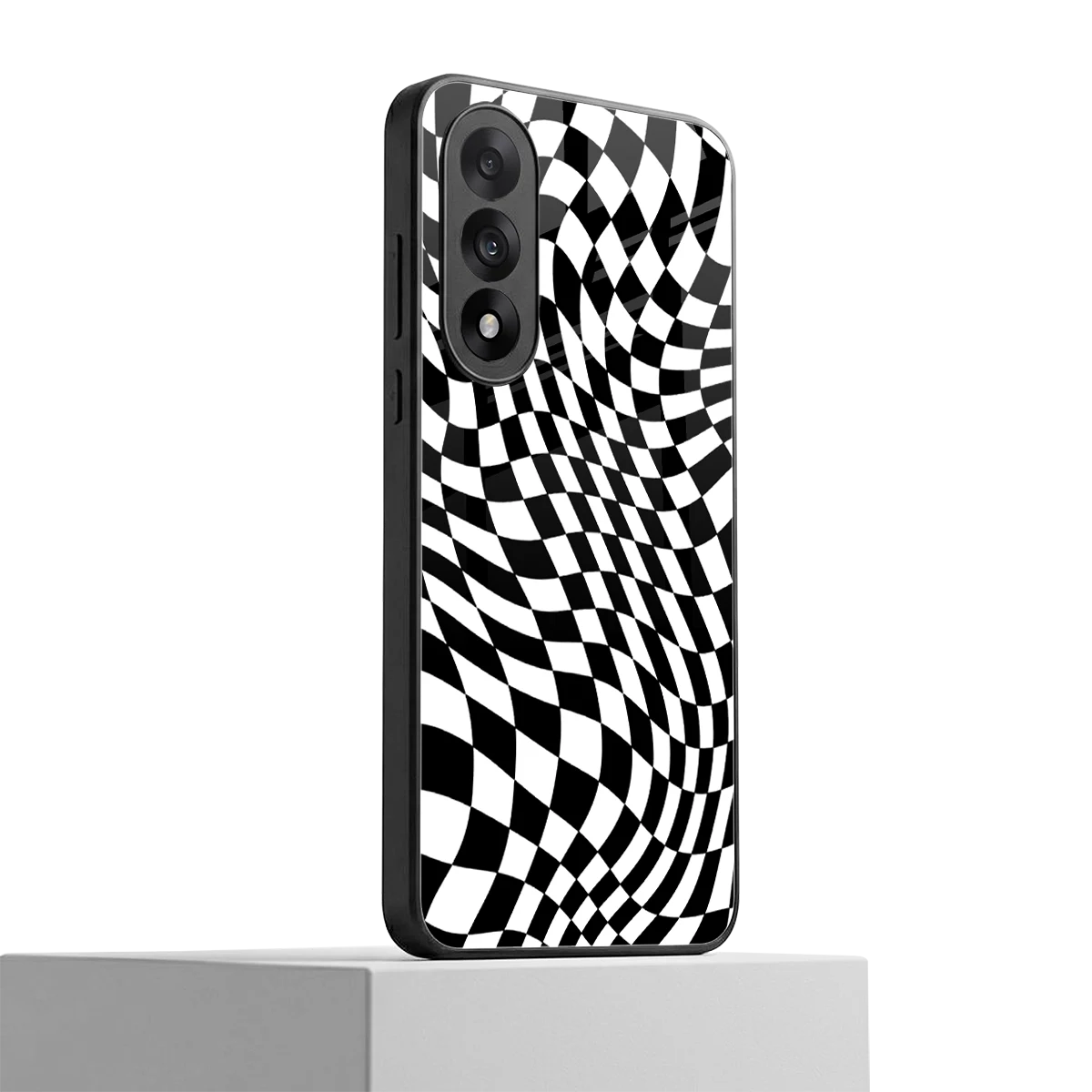 Trippy BW Checkers oneplus nord 5 mobile cover | shockproof glass phone case