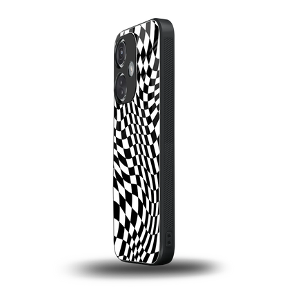 Trippy BW Checkers oneplus nord ce 3 mobile cover | shockproof glass phone case