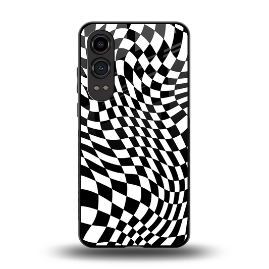 Trippy BW Checkers back phone cover | glass case for oneplus nord ce 4 lite