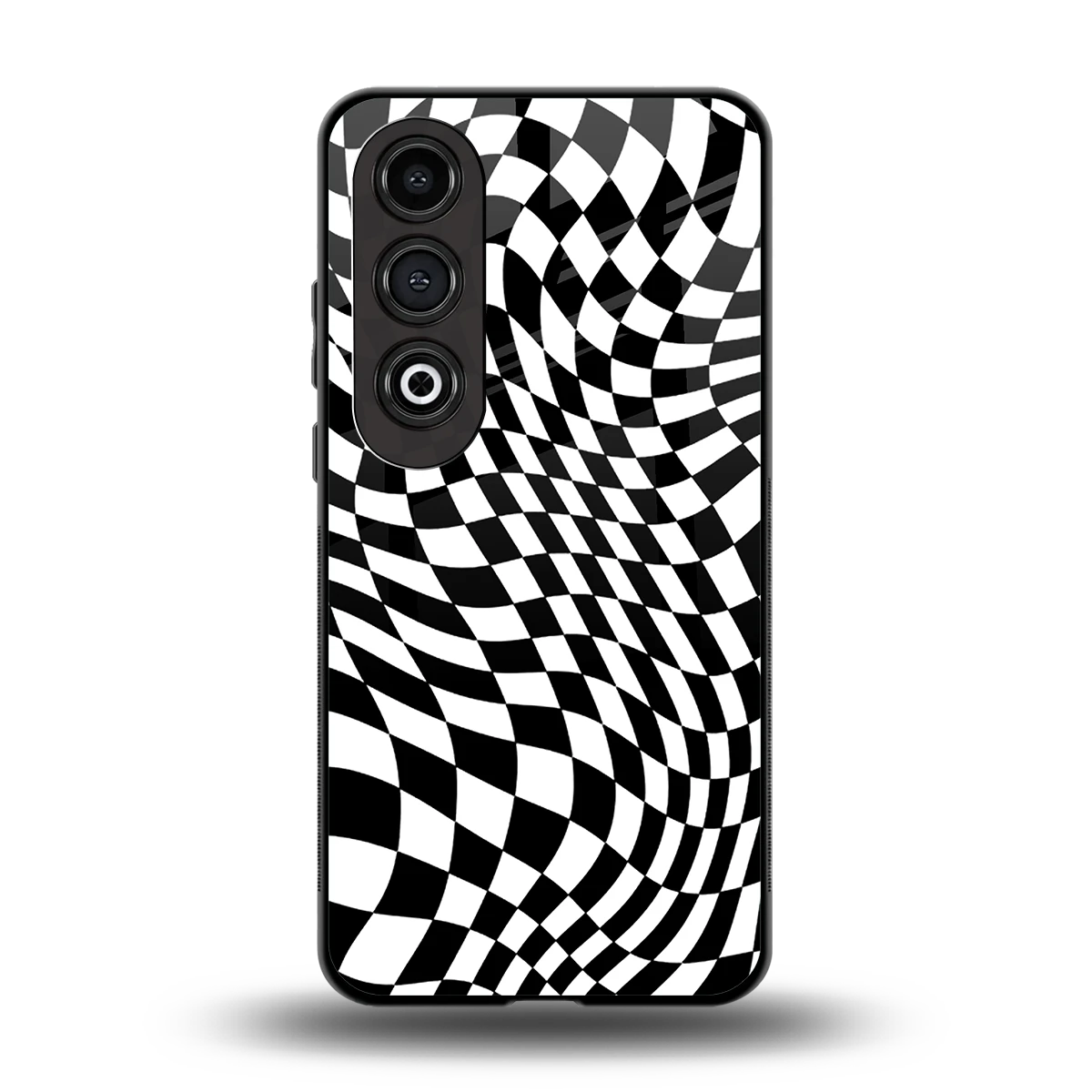 Trippy BW Checkers back phone cover | glass case for oneplus nord ce 4