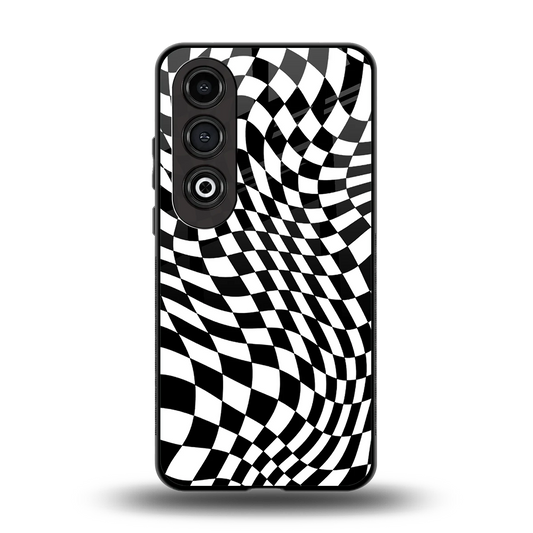 Trippy BW Checkers back phone cover | glass case for oneplus nord ce 4