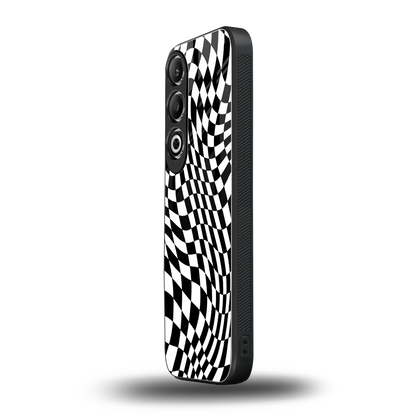 Trippy BW Checkers oneplus nord ce 4 mobile cover | shockproof glass phone case