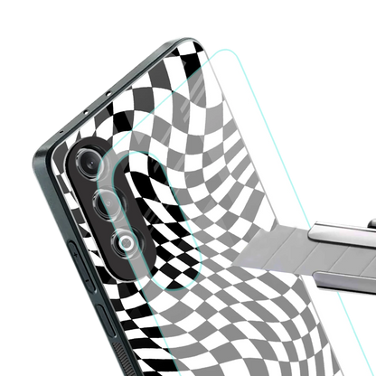 Trippy BW Checkers stylish phone case for oneplus nord ce 4 | glossy glass and slim fit